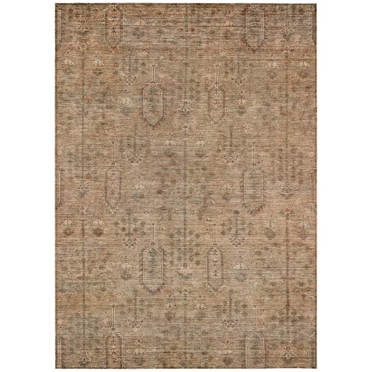 3' X 5' Terra Cotta And Copper Southwestern Washable Indoor Outdoor Area Rug