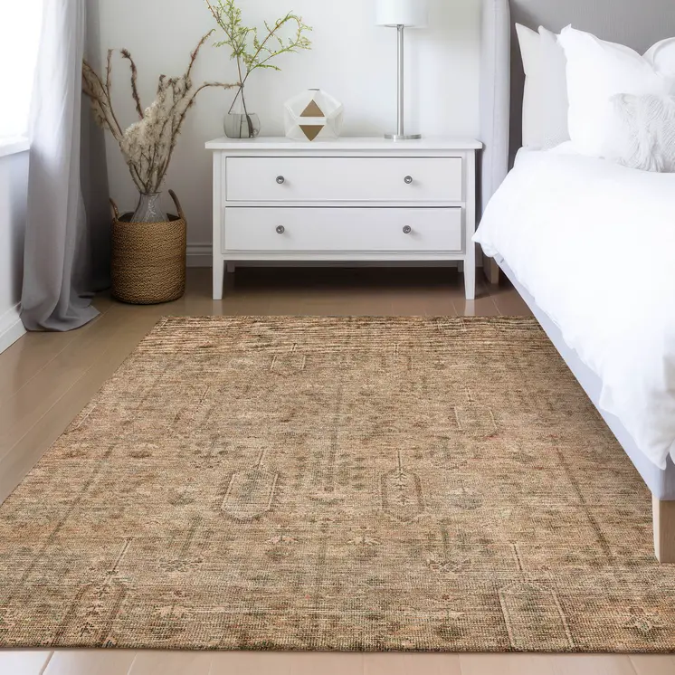 3' X 5' Terra Cotta And Copper Southwestern Washable Indoor Outdoor Area Rug