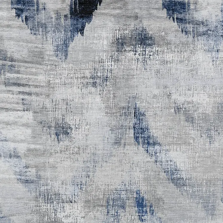 8' X 10' Gray Silver And Blue Abstract Washable Indoor Outdoor Area Rug