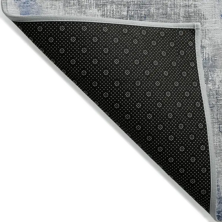9' X 12' Gray Silver And Blue Abstract Washable Indoor Outdoor Area Rug