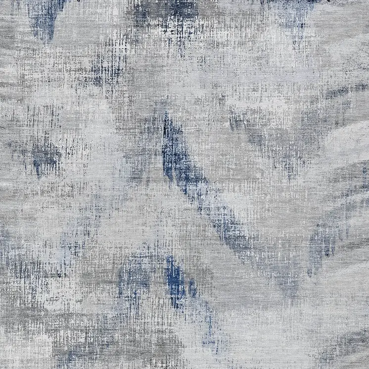 10' X 14' Gray Silver And Blue Abstract Washable Indoor Outdoor Area Rug