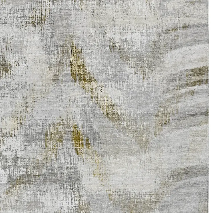 3' X 5' Taupe Gray And Brown Abstract Washable Indoor Outdoor Area Rug