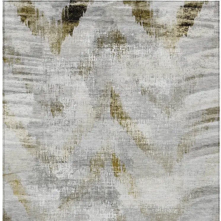 5' X 8' Taupe Gray And Brown Abstract Washable Indoor Outdoor Area Rug