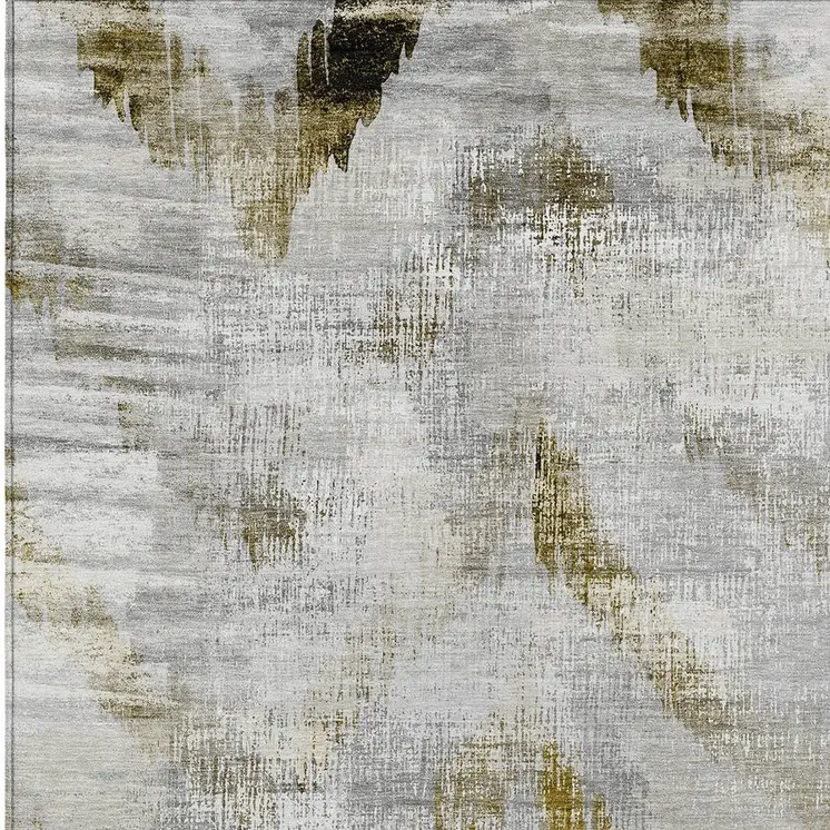5' X 8' Taupe Gray And Brown Abstract Washable Indoor Outdoor Area Rug
