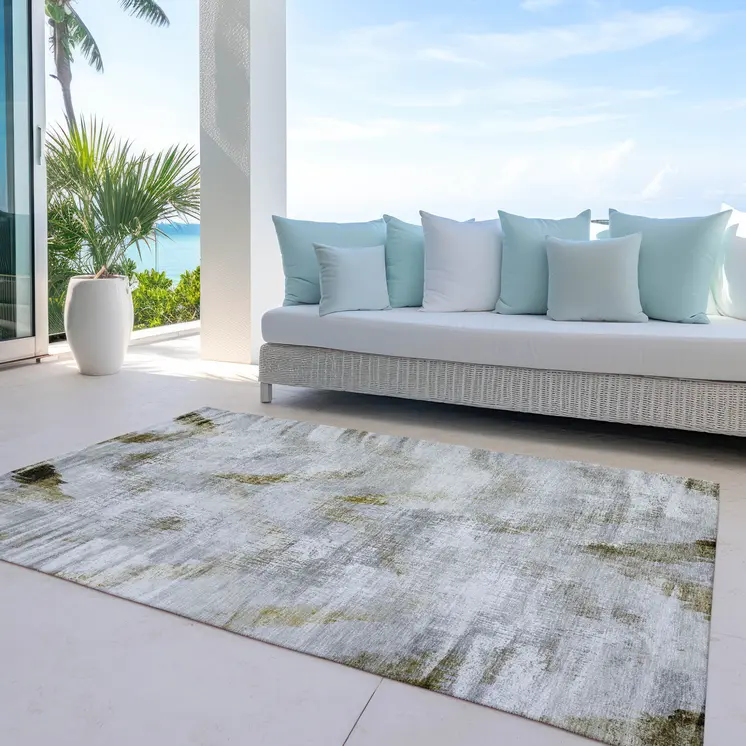 8' X 10' Taupe Gray And Brown Abstract Washable Indoor Outdoor Area Rug