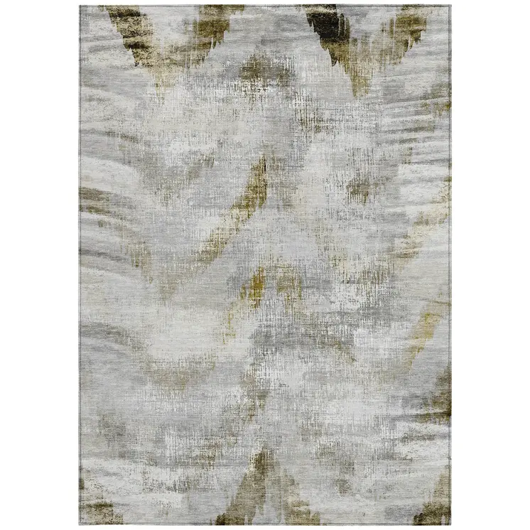 8' X 10' Taupe Gray And Brown Abstract Washable Indoor Outdoor Area Rug