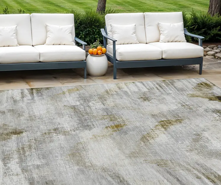 9' X 12' Taupe Gray And Brown Abstract Washable Indoor Outdoor Area Rug