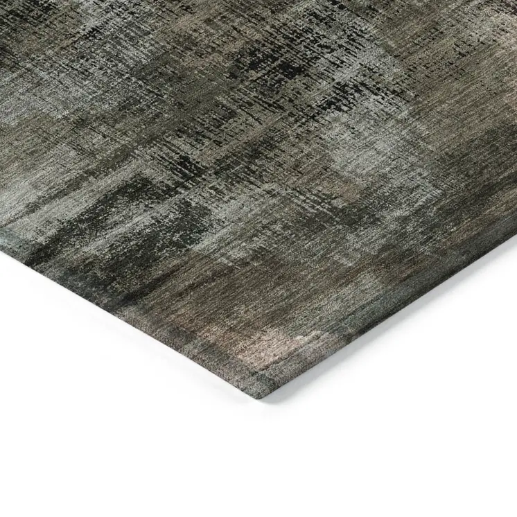 3' X 5' Brown Taupe And Salmon Abstract Washable Indoor Outdoor Area Rug