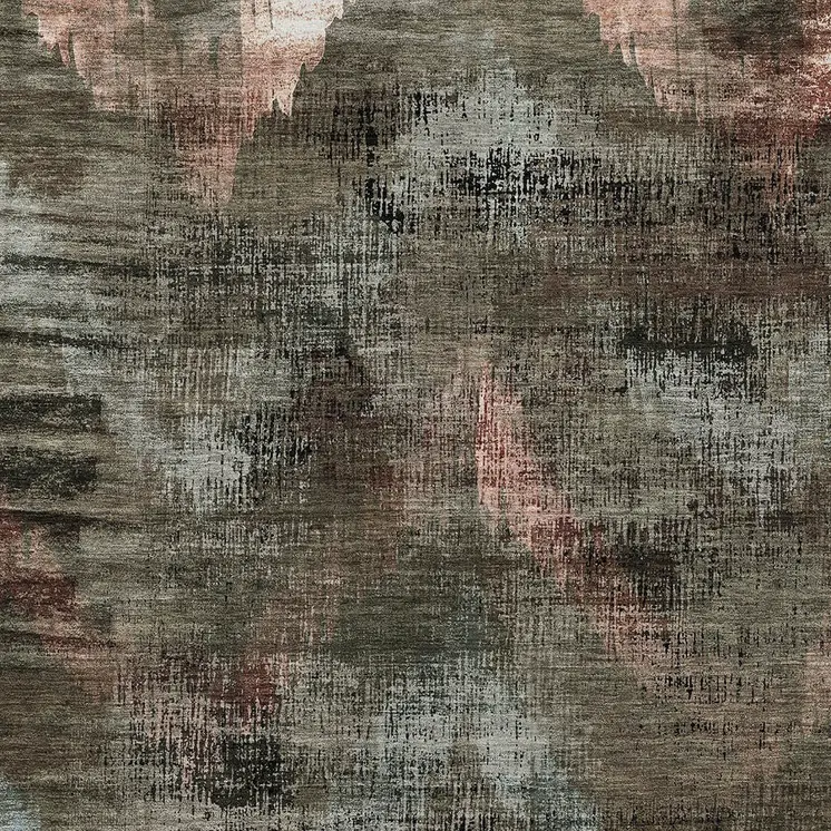 3' X 5' Brown Taupe And Salmon Abstract Washable Indoor Outdoor Area Rug
