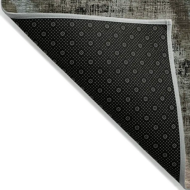 5' X 8' Brown Taupe And Salmon Abstract Washable Indoor Outdoor Area Rug