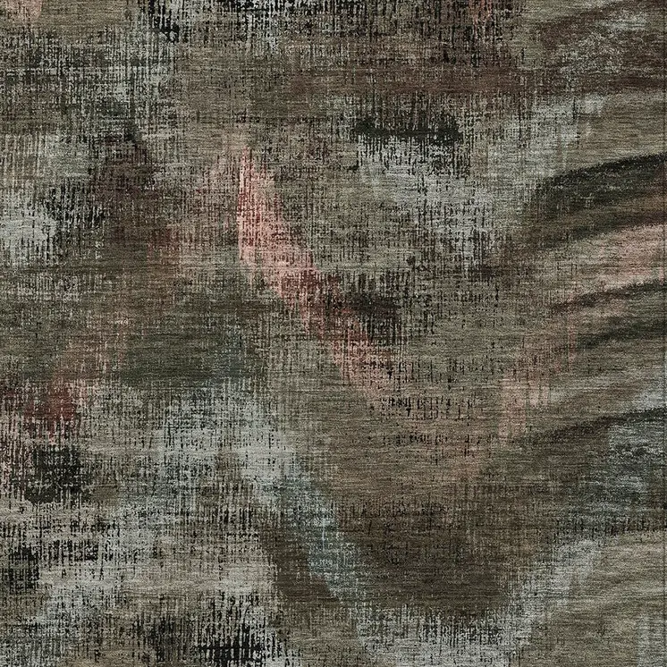5' X 8' Brown Taupe And Salmon Abstract Washable Indoor Outdoor Area Rug