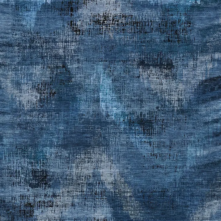 5' X 8' Navy Blue And Sky Blue Abstract Washable Indoor Outdoor Area Rug