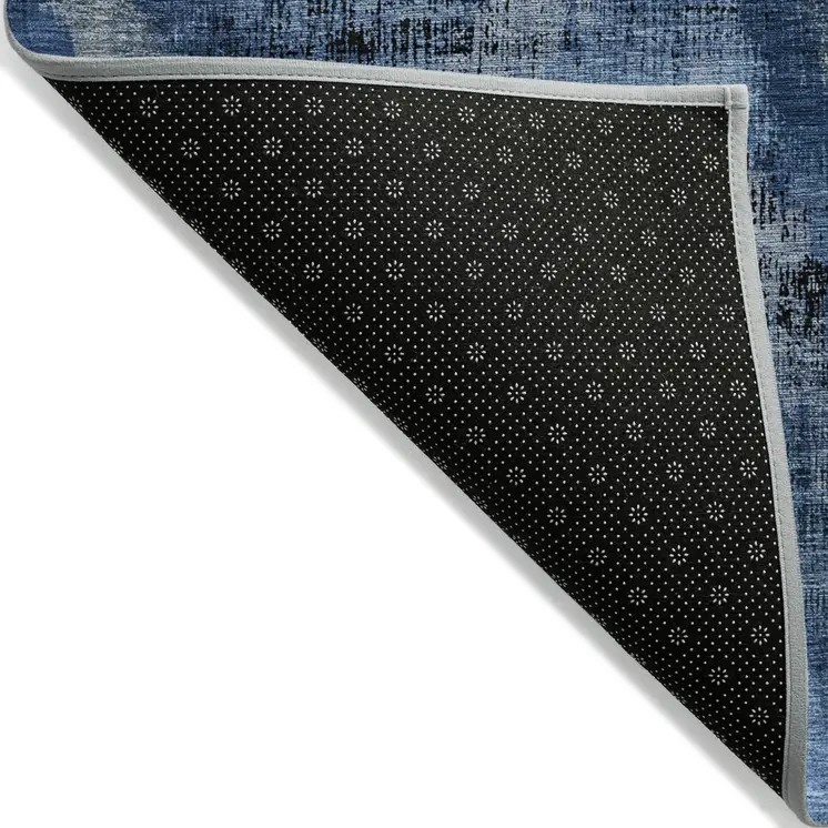 8' X 10' Navy Blue And Sky Blue Abstract Washable Indoor Outdoor Area Rug