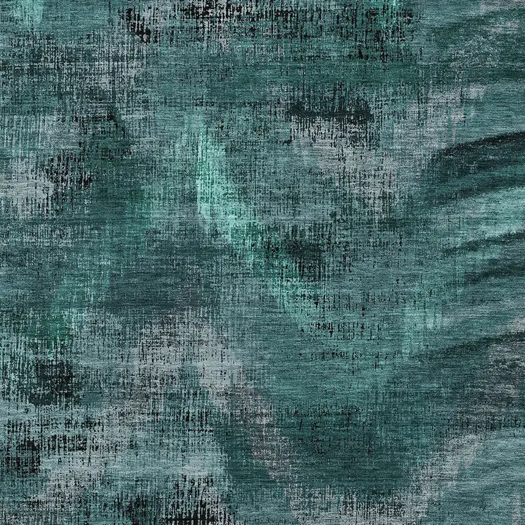 5' X 8' Fern Green And Emerald Abstract Washable Indoor Outdoor Area Rug