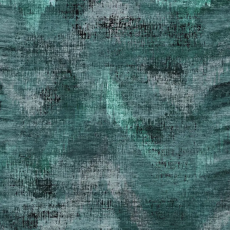 9' X 12' Fern Green And Emerald Abstract Washable Indoor Outdoor Area Rug