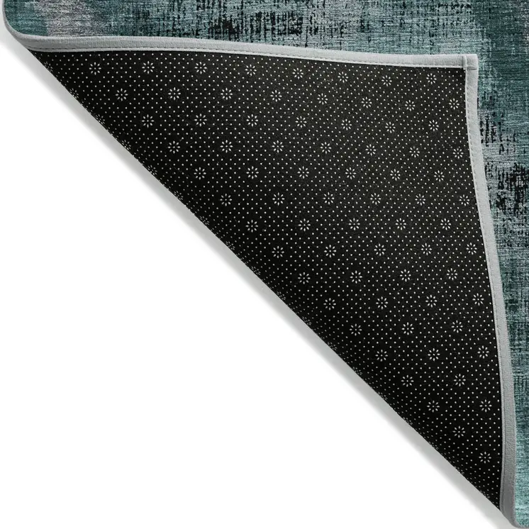 10' X 14' Fern Green And Emerald Abstract Washable Indoor Outdoor Area Rug