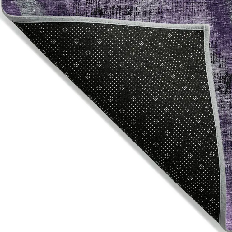 9' X 12' Purple Lavender And Gray Abstract Washable Indoor Outdoor Area Rug