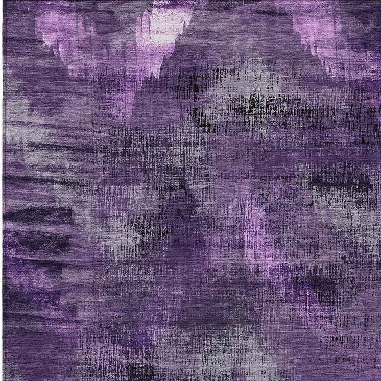 10' X 14' Purple Lavender And Gray Abstract Washable Indoor Outdoor Area Rug