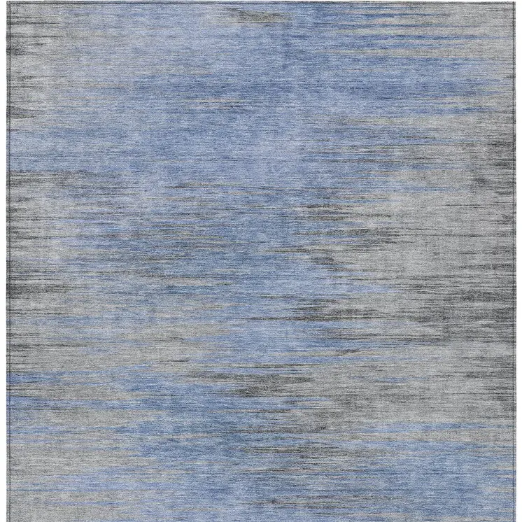 3' X 5' Denim Blue And Sky Blue Abstract Washable Indoor Outdoor Area Rug