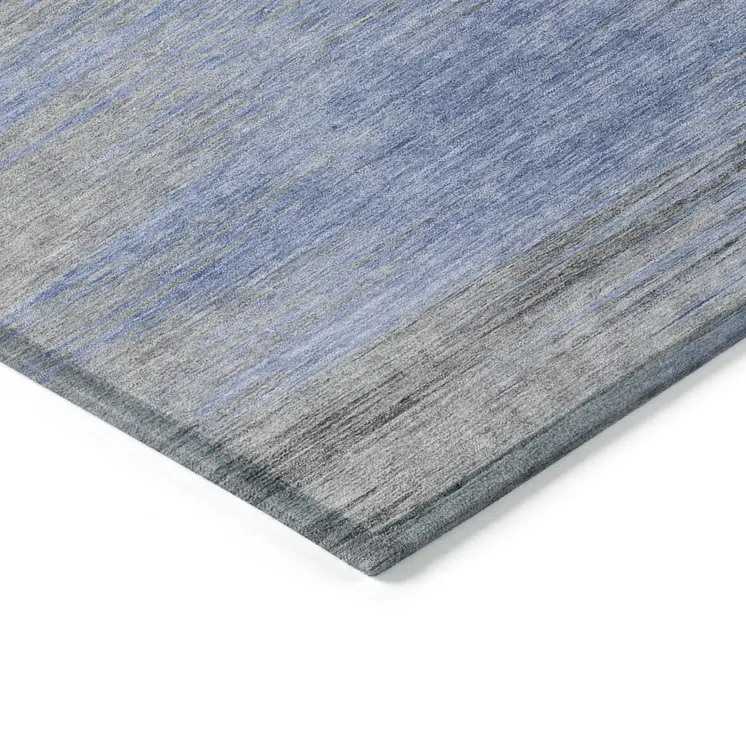 3' X 5' Denim Blue And Sky Blue Abstract Washable Indoor Outdoor Area Rug