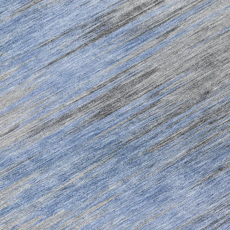 8' Denim Blue And Sky Blue Round Abstract Washable Indoor Outdoor Area Rug