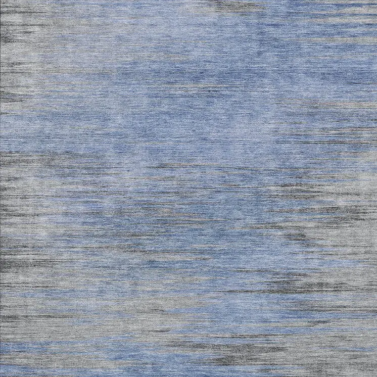 9' X 12' Denim Blue And Sky Blue Abstract Washable Indoor Outdoor Area Rug