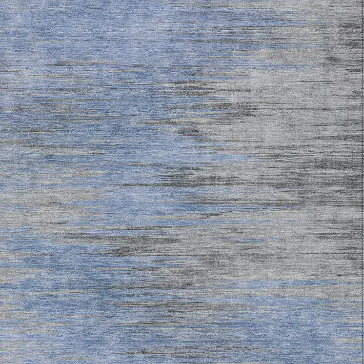 10' X 14' Denim Blue And Sky Blue Abstract Washable Indoor Outdoor Area Rug