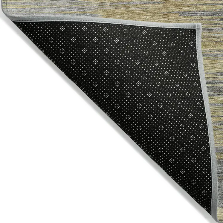 3' X 5' Gold Gray And Charcoal Abstract Washable Indoor Outdoor Area Rug