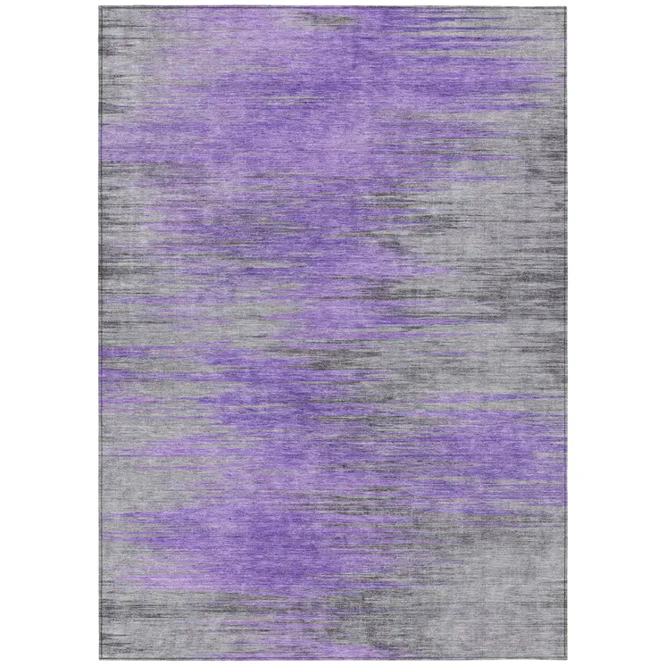 3' X 5' Purple Gray And Charcoal Abstract Washable Indoor Outdoor Area Rug