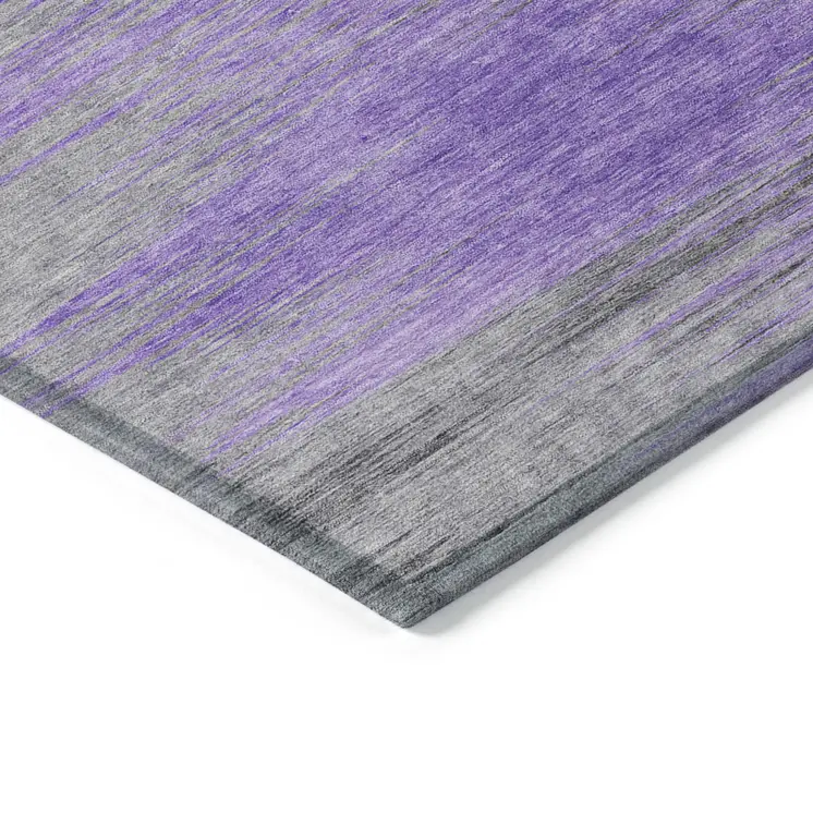 3' X 5' Purple Gray And Charcoal Abstract Washable Indoor Outdoor Area Rug