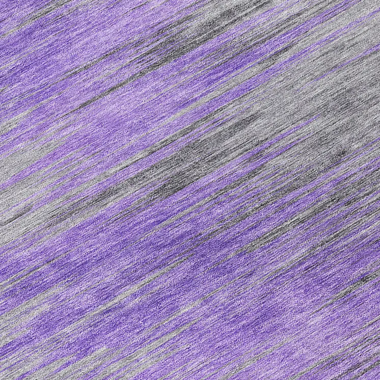 8' Purple Gray And Charcoal Round Abstract Washable Indoor Outdoor Area Rug