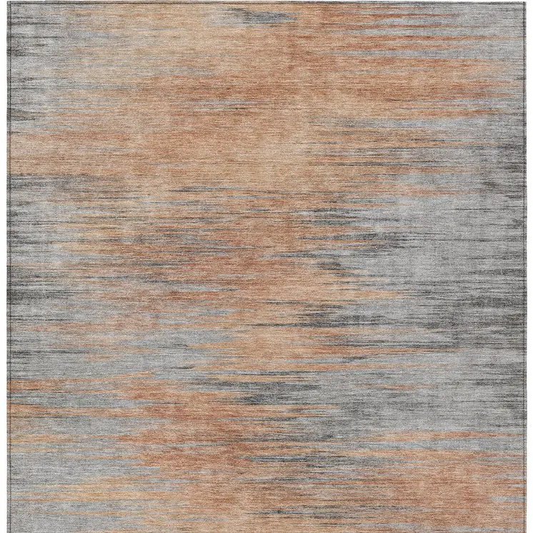 5' X 8' Salmon Gray And Charcoal Abstract Washable Indoor Outdoor Area Rug