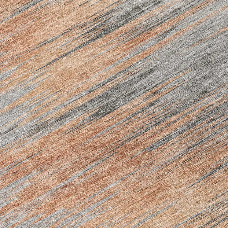 8' Salmon Gray And Charcoal Round Abstract Washable Indoor Outdoor Area Rug