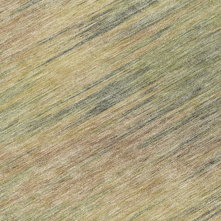 8' Artichoke Green Fern Green And Gold Round Abstract Washable Indoor Outdoor Area Rug