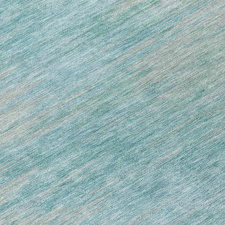 8' Aqua Teal Blue And Gray Round Abstract Washable Indoor Outdoor Area Rug