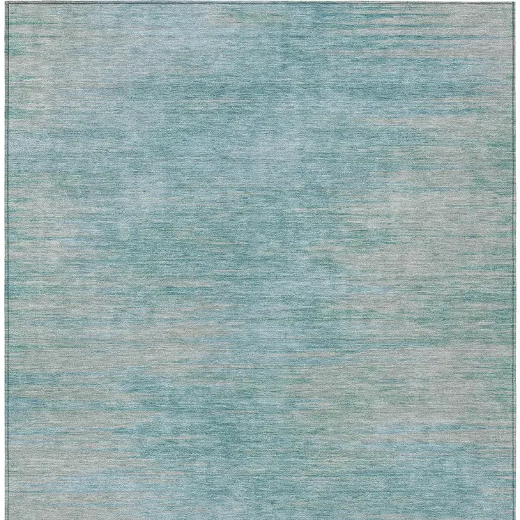 8' X 10' Aqua Teal Blue And Gray Abstract Washable Indoor Outdoor Area Rug