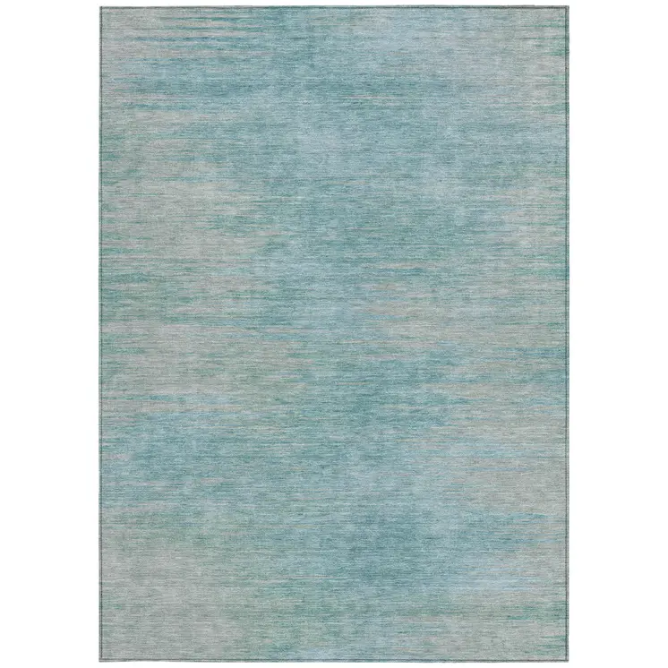 10' X 14' Aqua Teal Blue And Gray Abstract Washable Indoor Outdoor Area Rug
