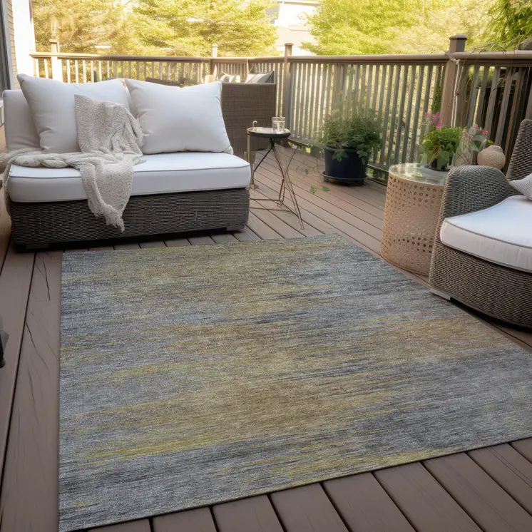 8' X 10' Brown Gold And Taupe Abstract Washable Indoor Outdoor Area Rug