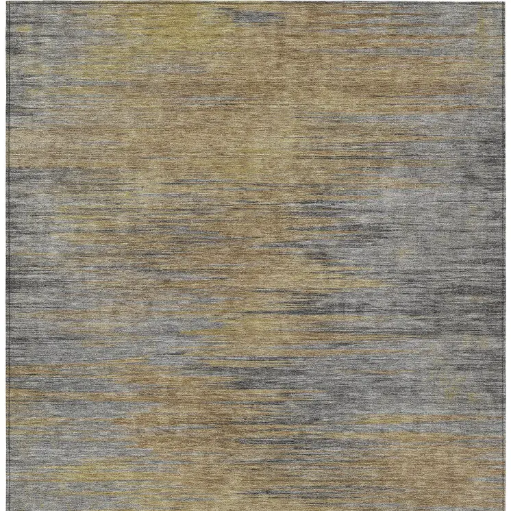 10' X 14' Brown Gold And Taupe Abstract Washable Indoor Outdoor Area Rug