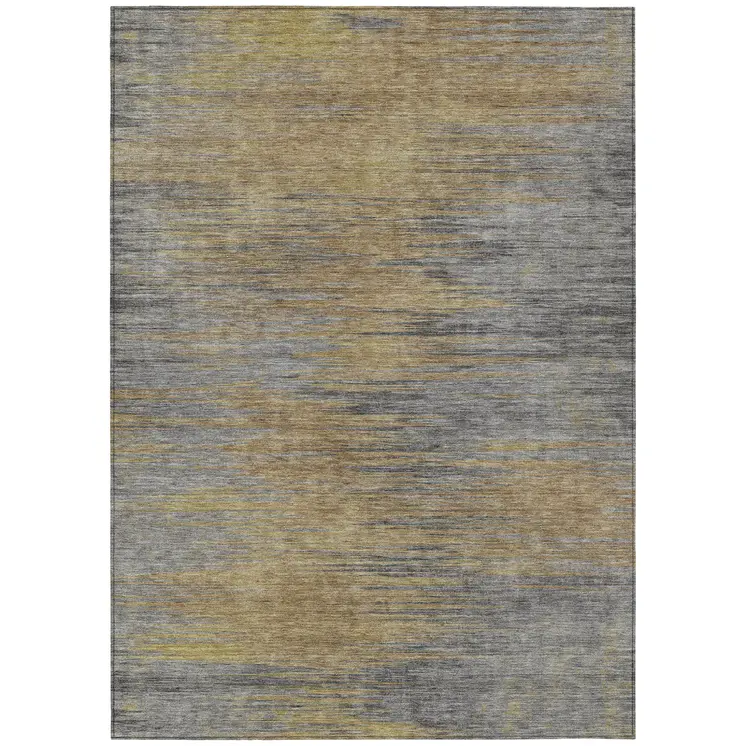 10' X 14' Brown Gold And Taupe Abstract Washable Indoor Outdoor Area Rug
