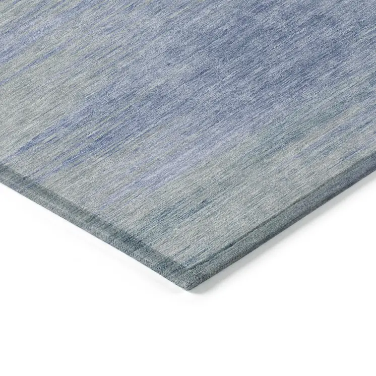 8' X 10' Denim Blue And Sky Blue Abstract Washable Indoor Outdoor Area Rug