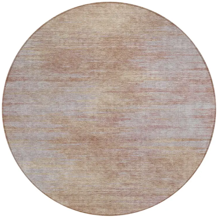 8' Merlot And Beige Round Abstract Washable Indoor Outdoor Area Rug
