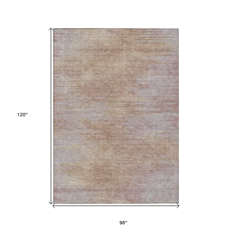 8' X 10' Merlot And Beige Abstract Washable Indoor Outdoor Area Rug