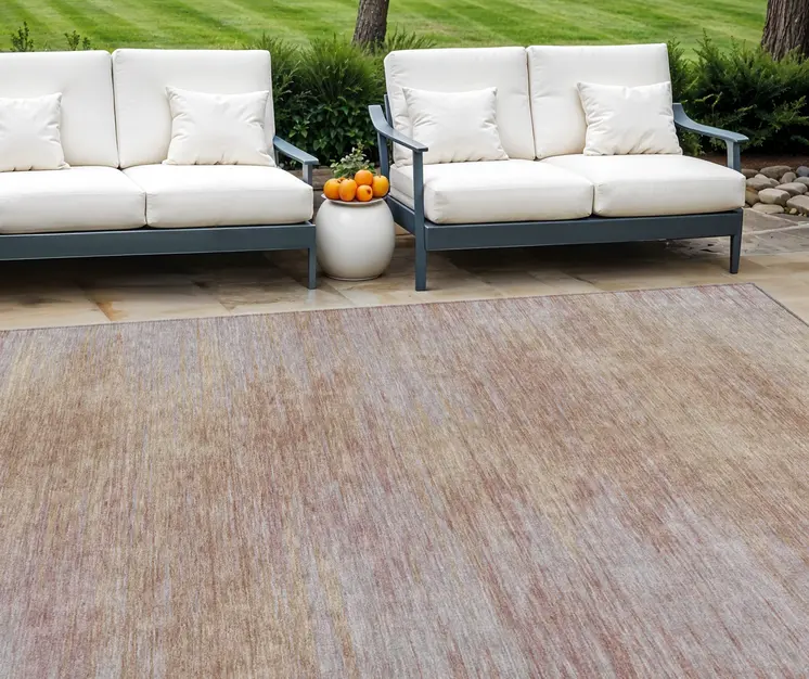8' X 10' Merlot And Beige Abstract Washable Indoor Outdoor Area Rug