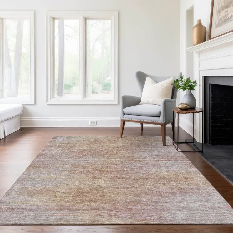 8' X 10' Merlot And Beige Abstract Washable Indoor Outdoor Area Rug