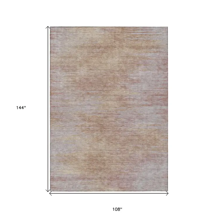 9' X 12' Merlot And Beige Abstract Washable Indoor Outdoor Area Rug