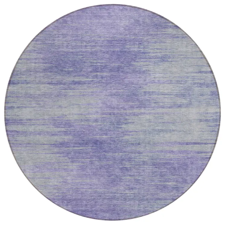 8' Plum And Purple Round Abstract Washable Indoor Outdoor Area Rug