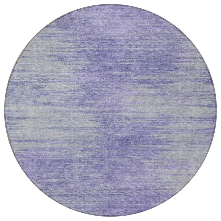 8' Plum And Purple Round Abstract Washable Indoor Outdoor Area Rug