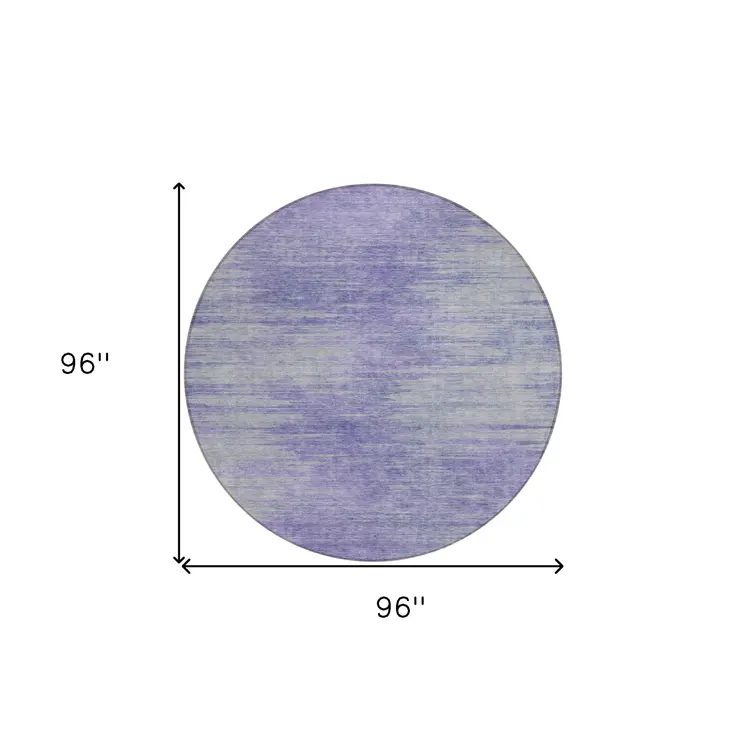 8' Plum And Purple Round Abstract Washable Indoor Outdoor Area Rug