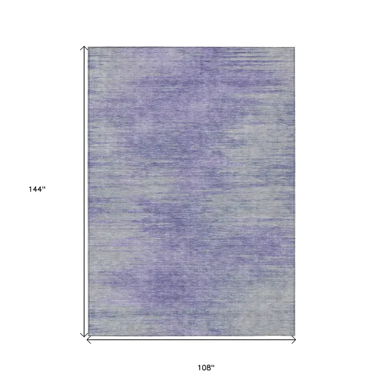 9' X 12' Plum And Purple Abstract Washable Indoor Outdoor Area Rug